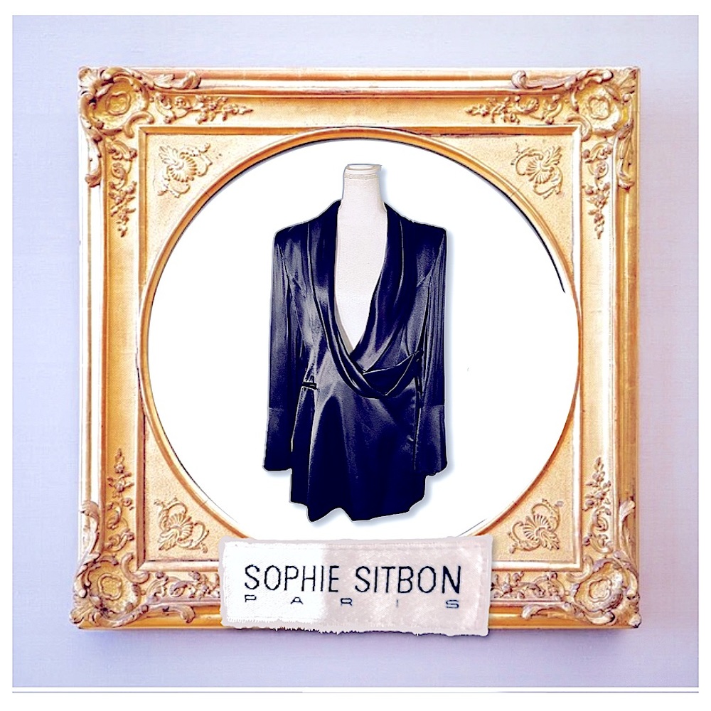 Sophie Sitbon Black Satin Vintage French Blazer